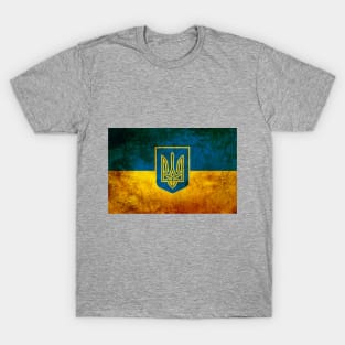 Ukraine Trident Grunge Flag T-Shirt